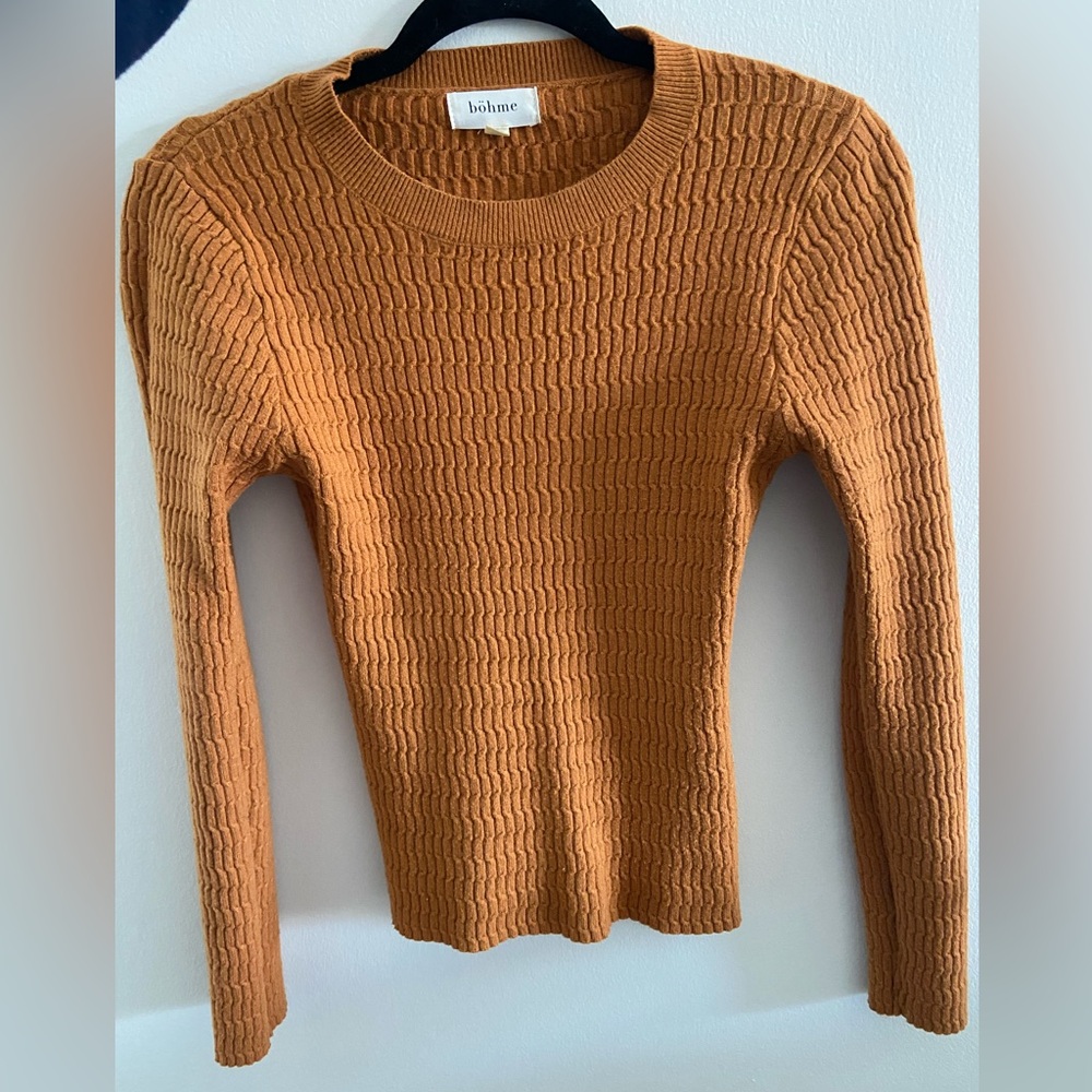 Small bohme cable knit scoop neck sweater golden orange
